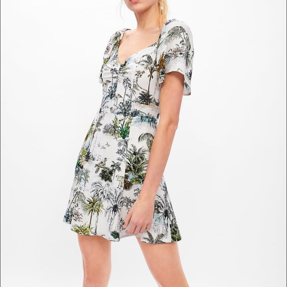 Zara Tropical Print Mini Summer Dress // Size Medium